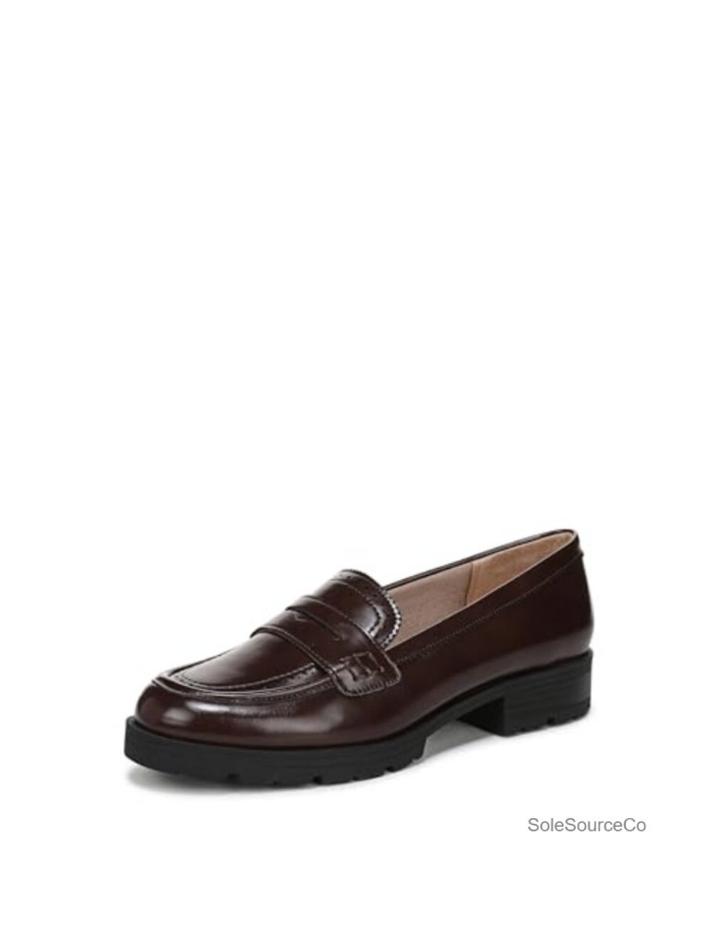 Faux Leather Slip-On Loafer Moc Comfort Block Heel Business Casual Walking Shoe